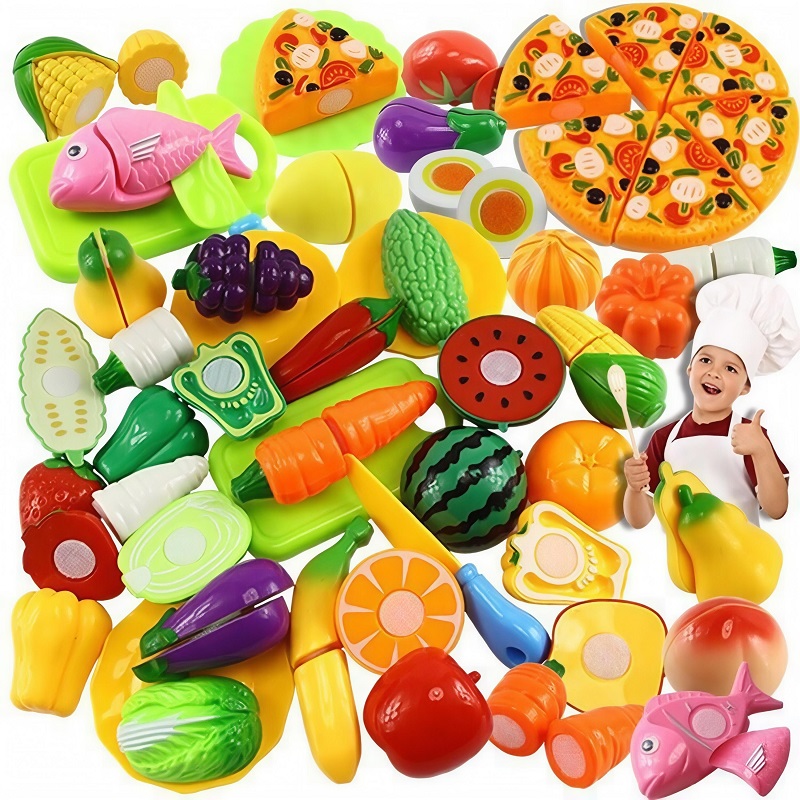 Kids Outdoor Kitchen Set - Children Play House Toy Fruits Cutting