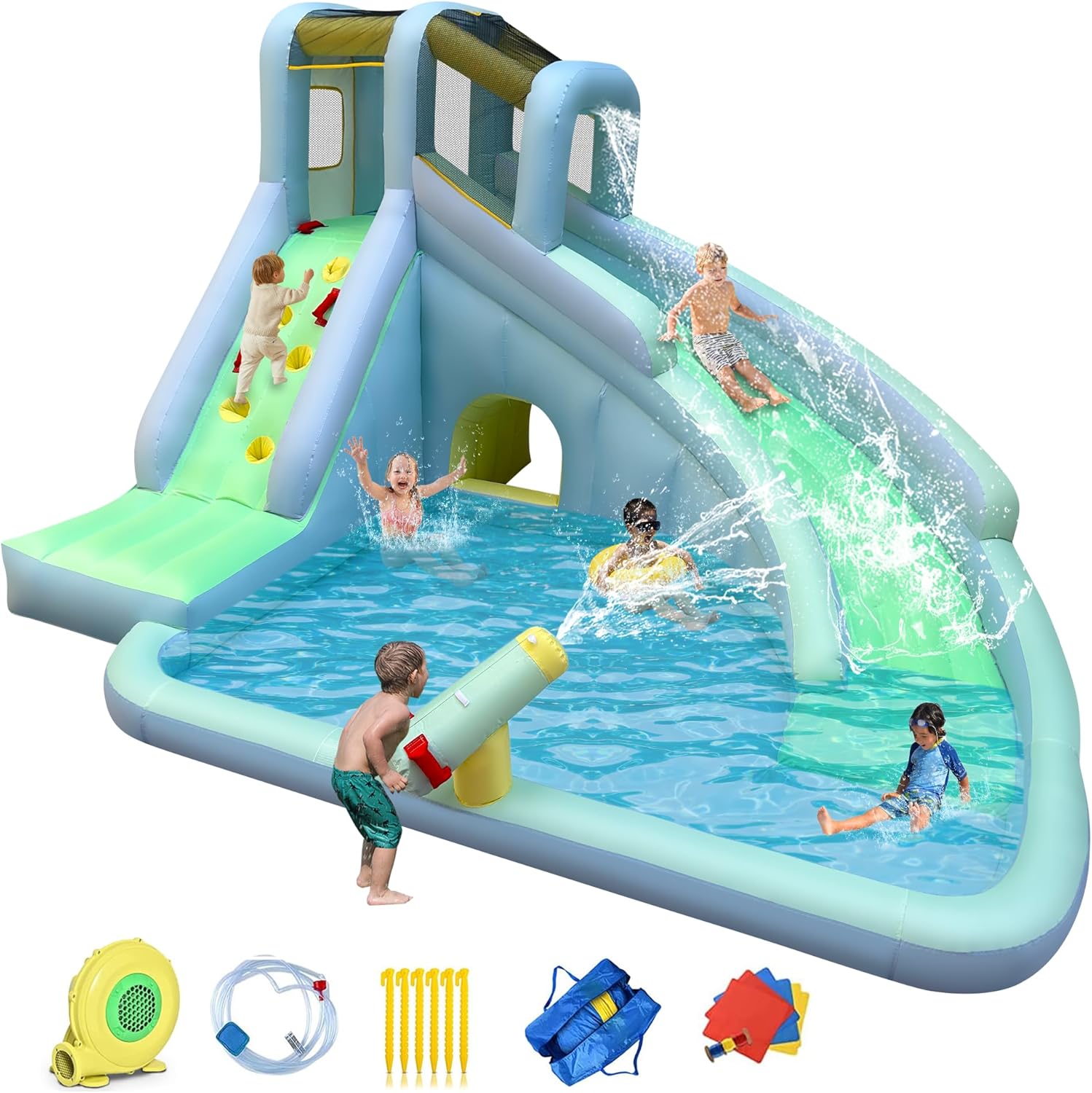 Kids Outdoor House - 6-in-1 Inflatable Kids Bounce House Water