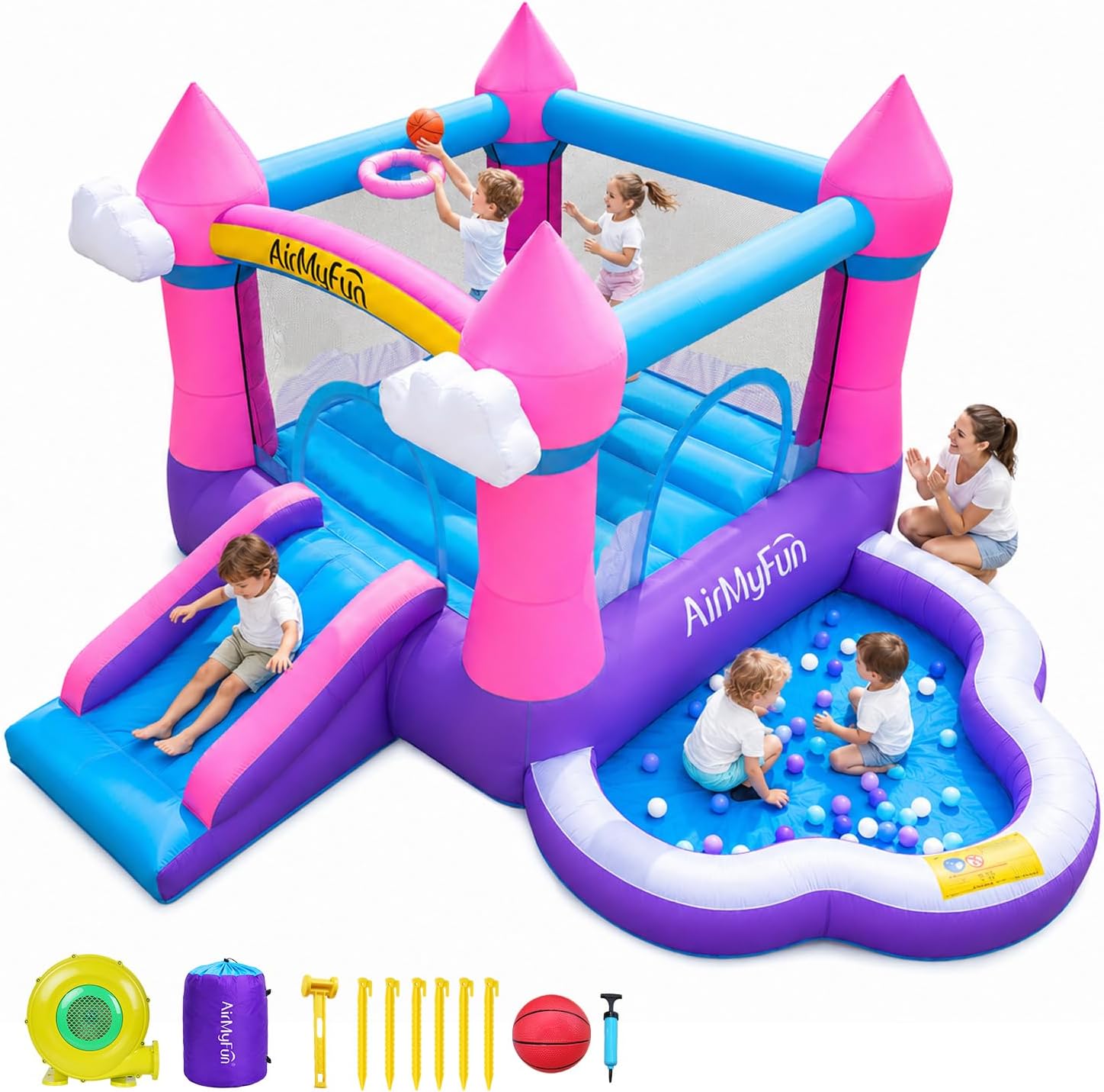 Kids Outdoor House - Pink Indoor/Outdoor Inflatable Bounce House for