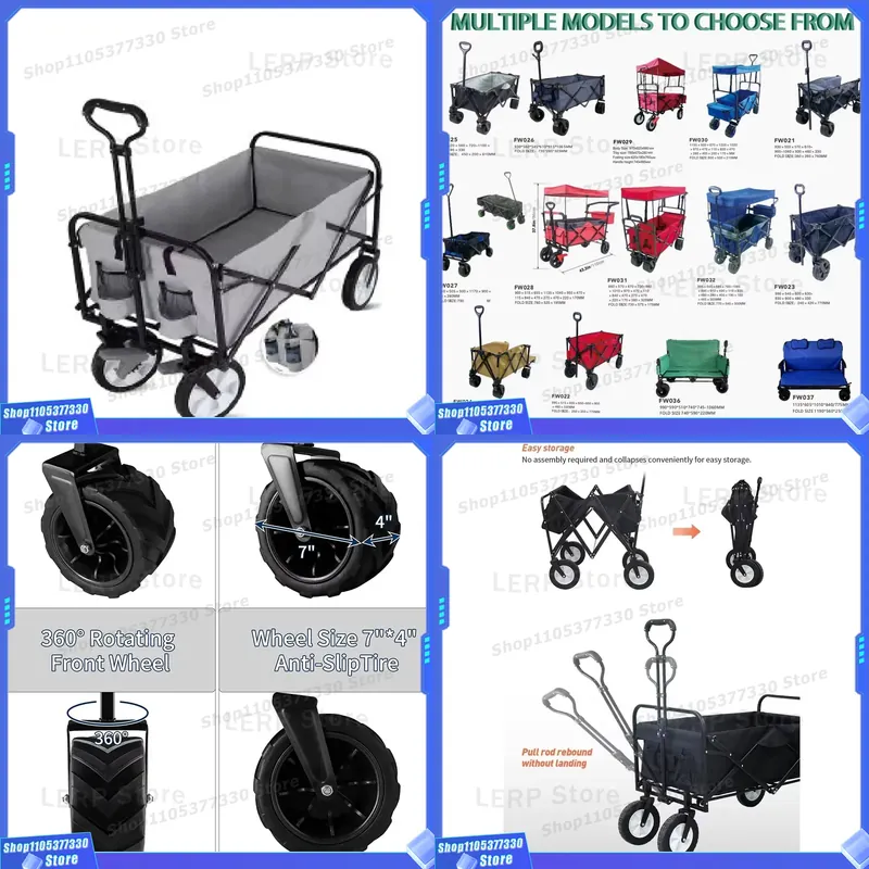 Kids Outdoor Wagon - Heavy Duty Foldable Outdoor Camping Wagon