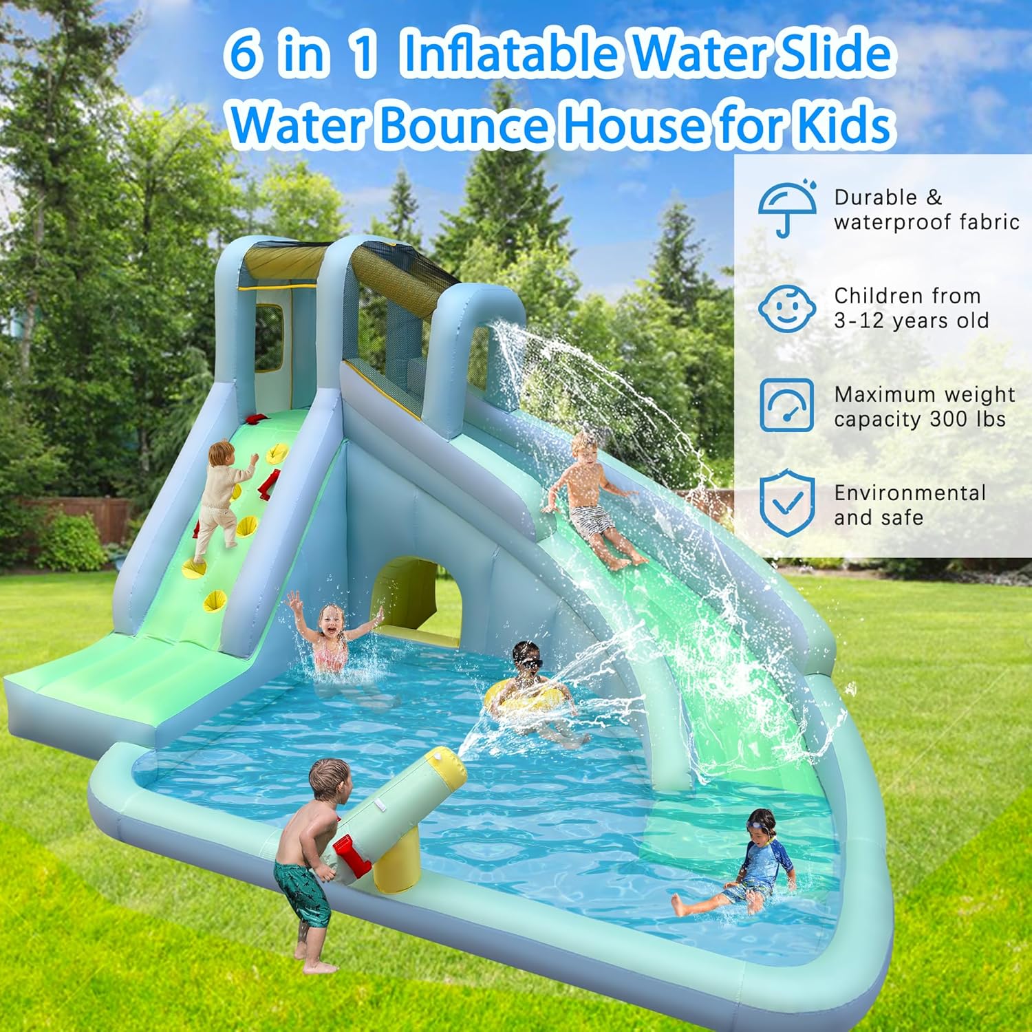6-in-1 Inflatable Kids Bounce  - Kids Outdoor House 评论和价格