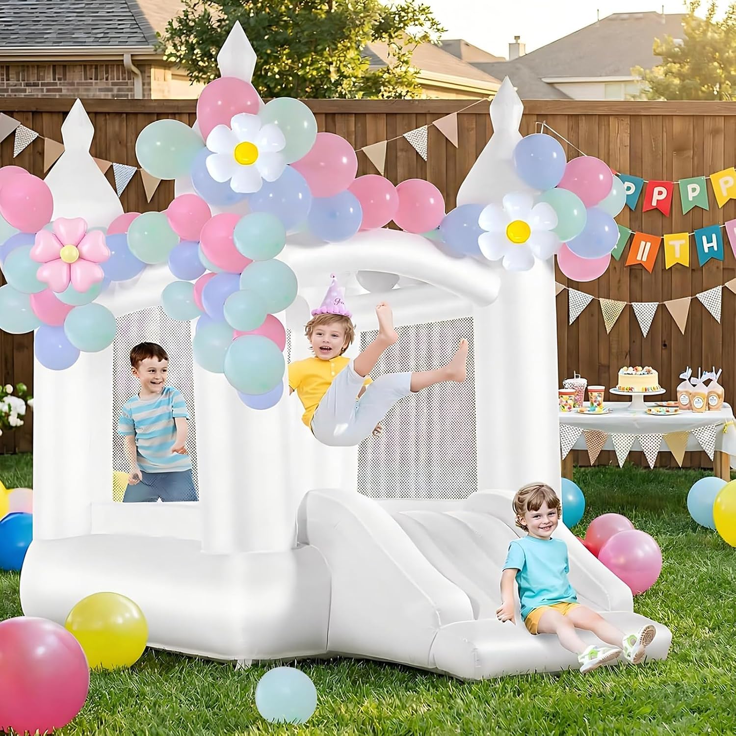 White Bounce House Indoor Outd - Kids Outdoor House 评论和价格