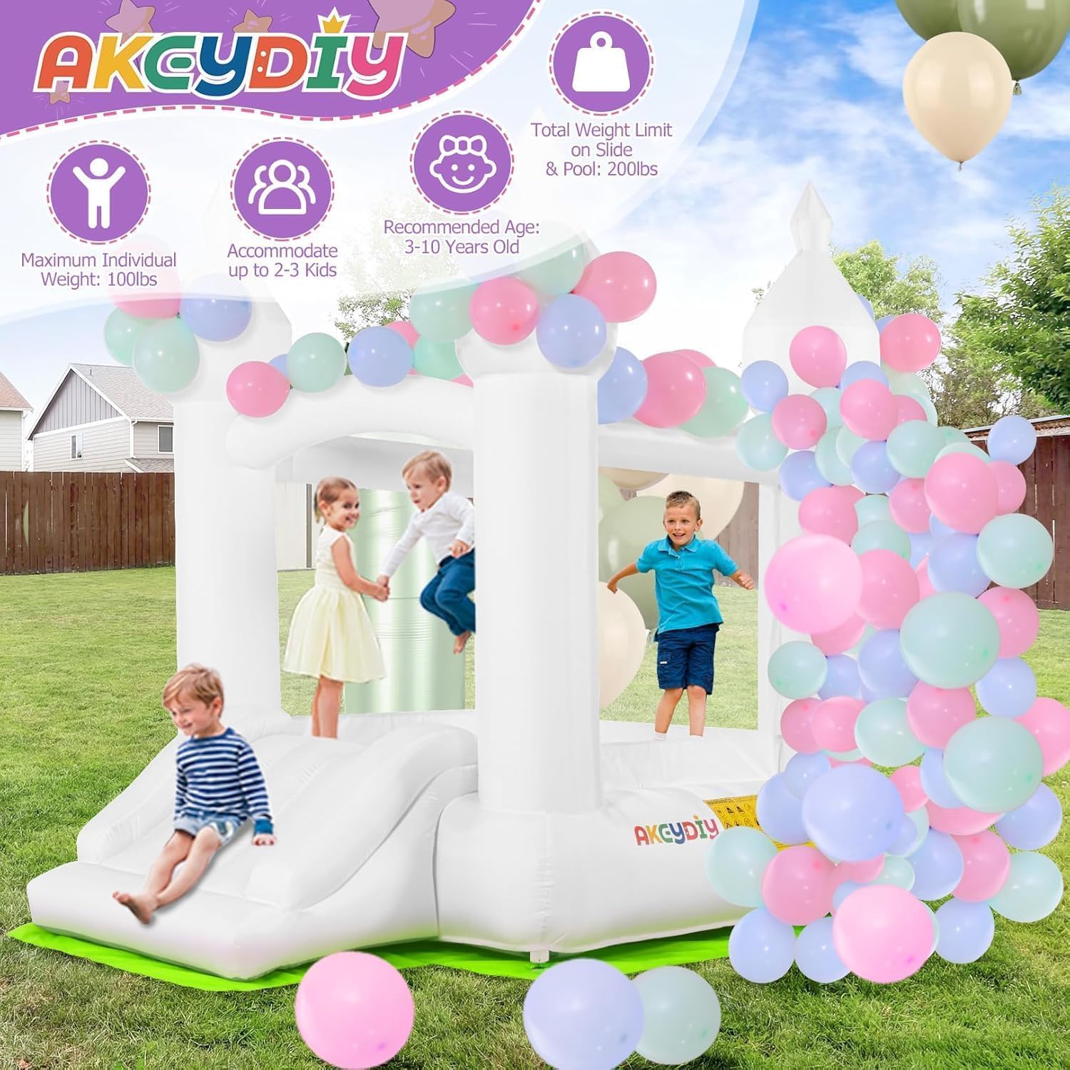 White Bounce House Indoor Outd - Kids Outdoor House 评论和价格