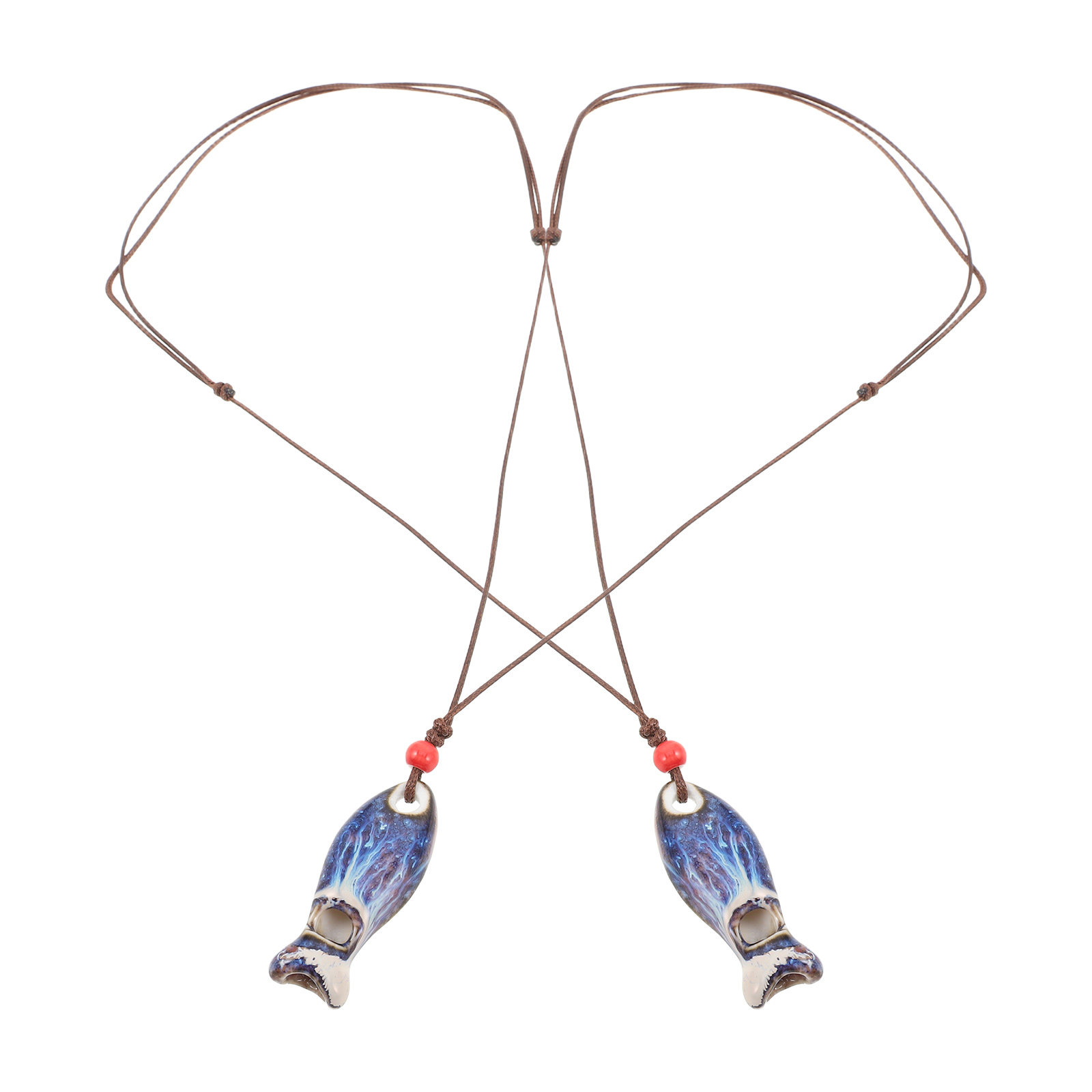 2Pcs Ceramic Fish Whistle Pend - Kids Outdoor Instruments 评论和价格