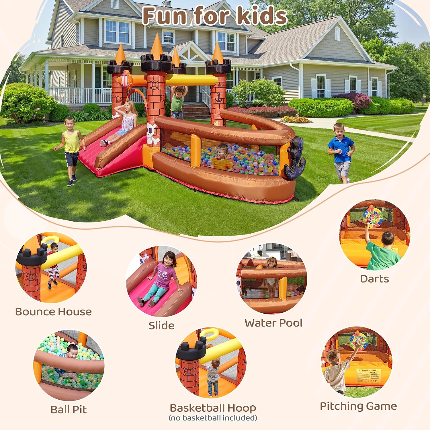 Inflatable Bounce House for Ki - Kids Outdoor House 评论和价格