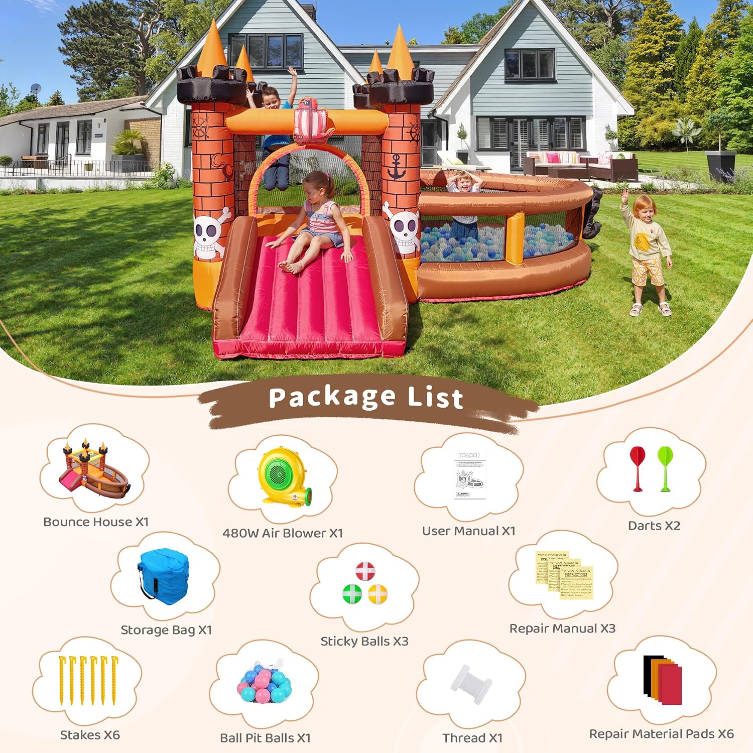 Inflatable Bounce House for Ki - Kids Outdoor House 评论和价格