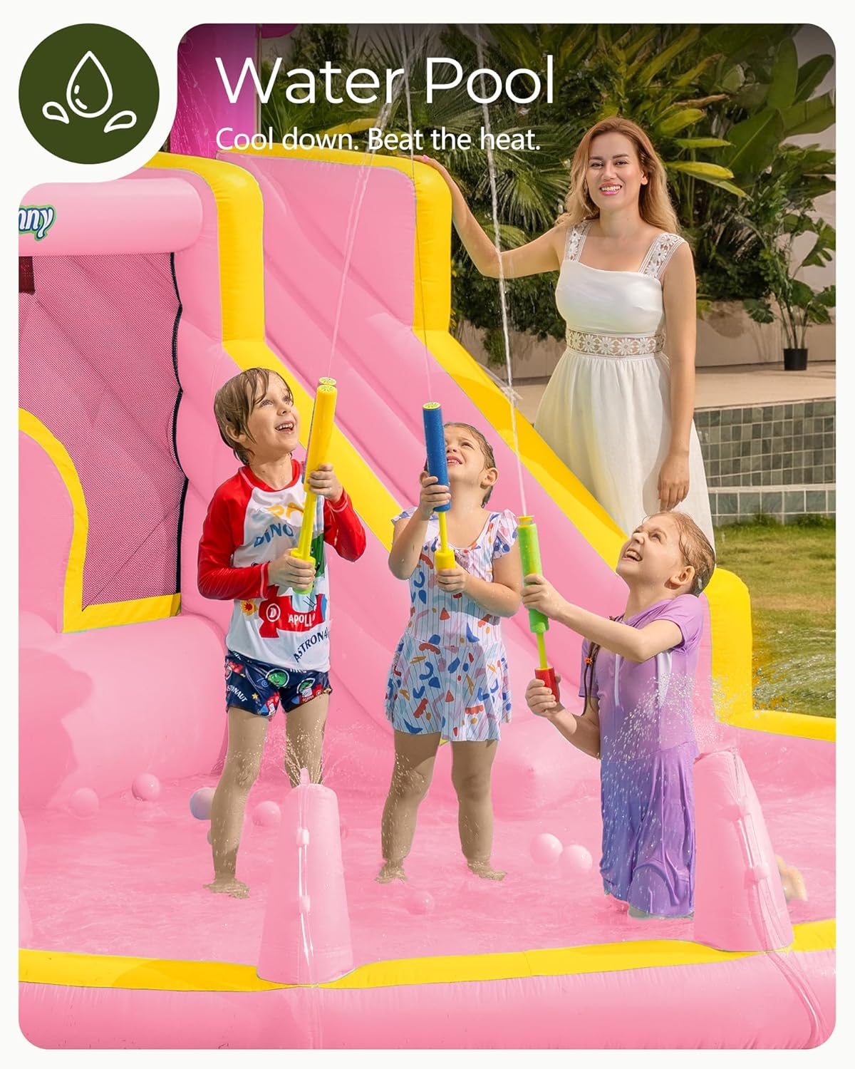 Pink Inflatable Water Slide Bo - Kids Outdoor House 评论和价格