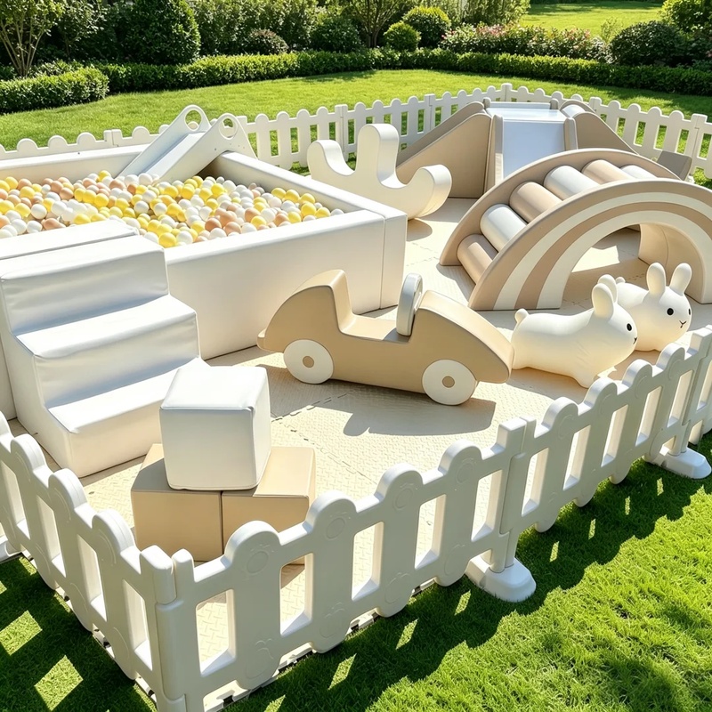 White Beige Foam Soft Play Cli - Kids Outdoor Slide Set 评论和价格