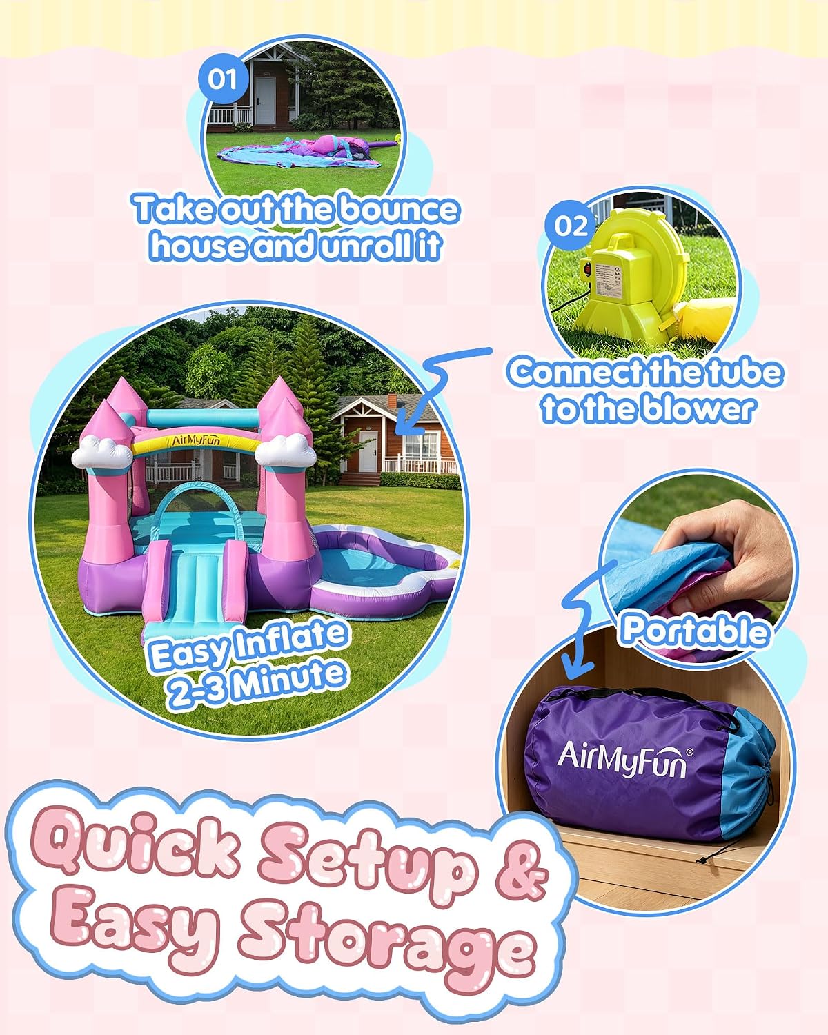 Pink Indoor/Outdoor Inflatable - Kids Outdoor House 评论和价格
