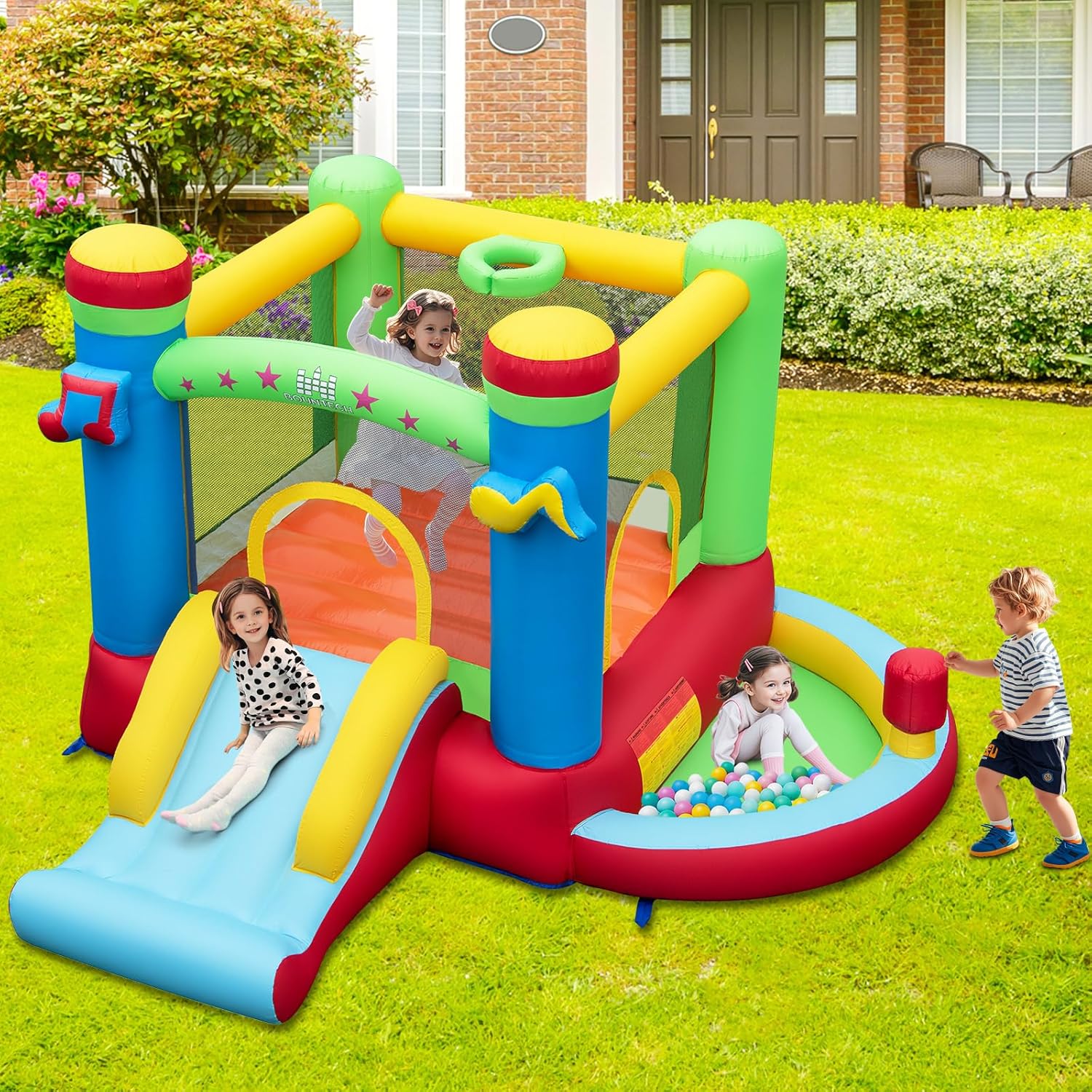 Inflatable Bounce House with B - Kids Outdoor House 评论和价格
