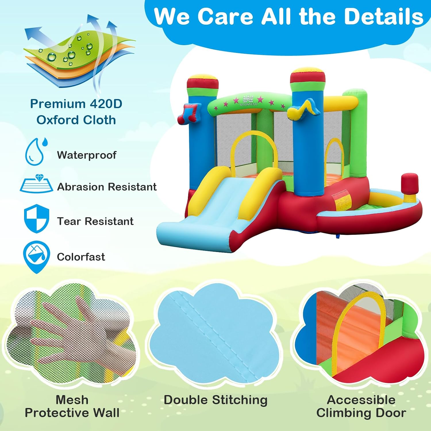 Inflatable Bounce House with B - Kids Outdoor House 评论和价格