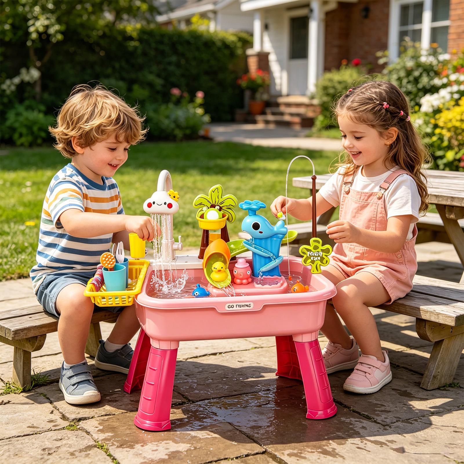 Kids Electric Play Sink with R - Kids Outdoor Kitchen Set 评论和价格